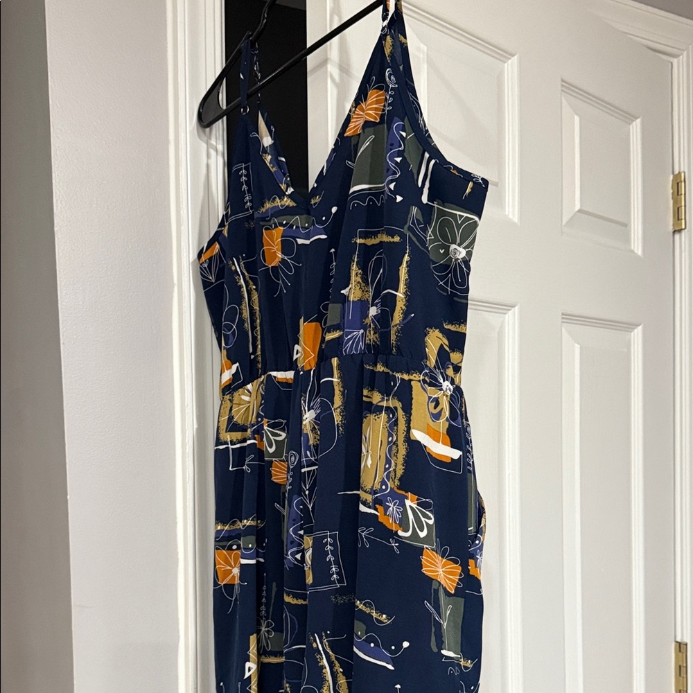 SHEIN Navy and Gold Abstract Maxi Dress